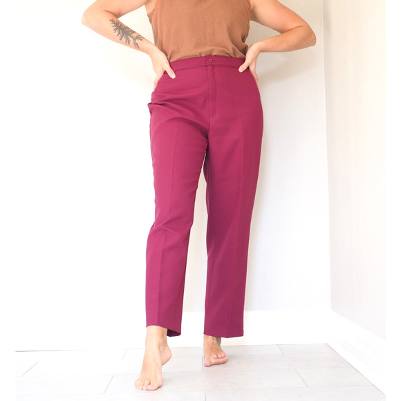70s Vintage Levis Bend Over Cranberry Slacks Loose Straight Leg Size 12 Waist 33 - Picture 4 of 7